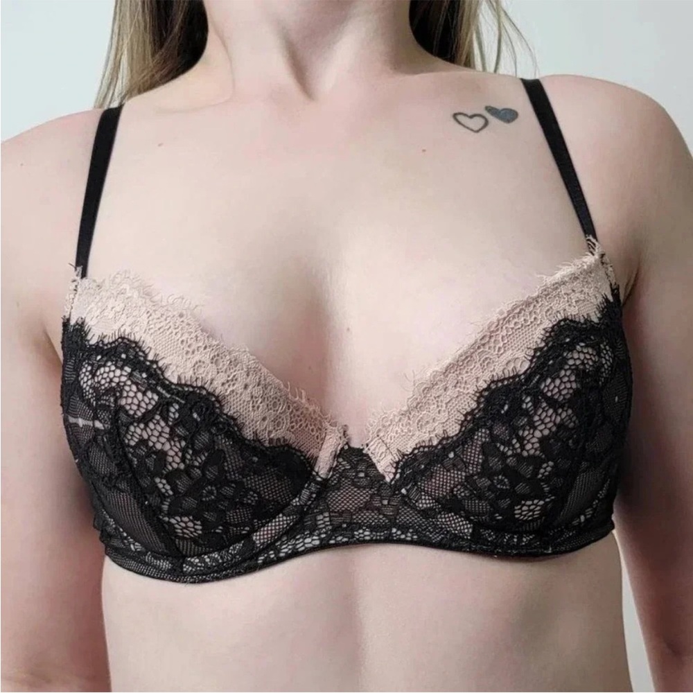 Adore Me Eyelash Bi-Color Lace Push Up Bra - Picture 3 of 15